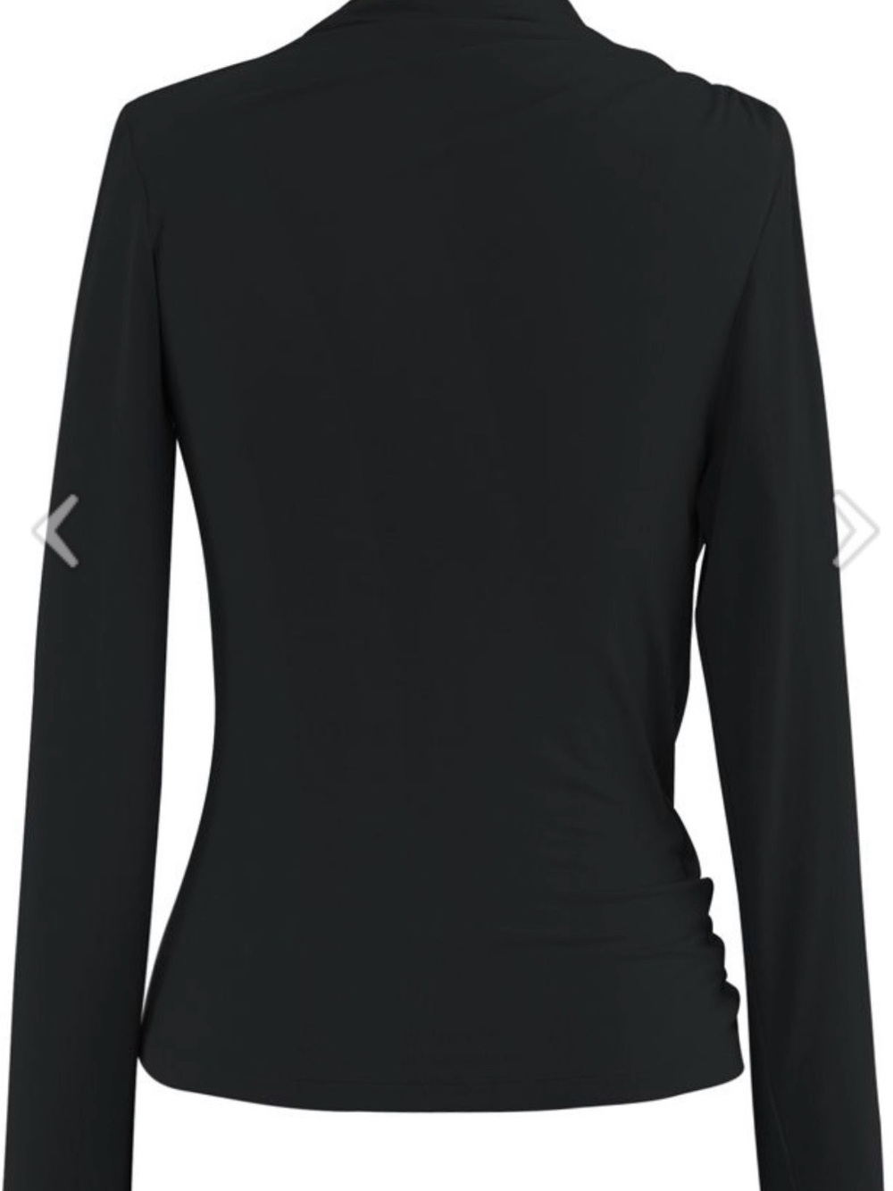 Chicwish Black Asymmetric Ruched Long-Sleeve Top - Picture 2 of 4
